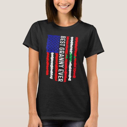 アメリカ国旗レバノン最高の国旗グラニーエバーファミリー Tシャツ (正面)