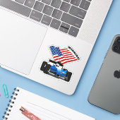 アメリカ国旗レーシングカー スポーツ シール (ノートパソコンとiPhone)