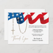 アメリカ国旗ロザリー葬儀の哀悼悔やみや弔慰 サンキューカード (正面/裏面)