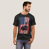 アメリカ国旗ロットワイラー犬おもしろい恋人Juの4th Tシャツ (正面フル)