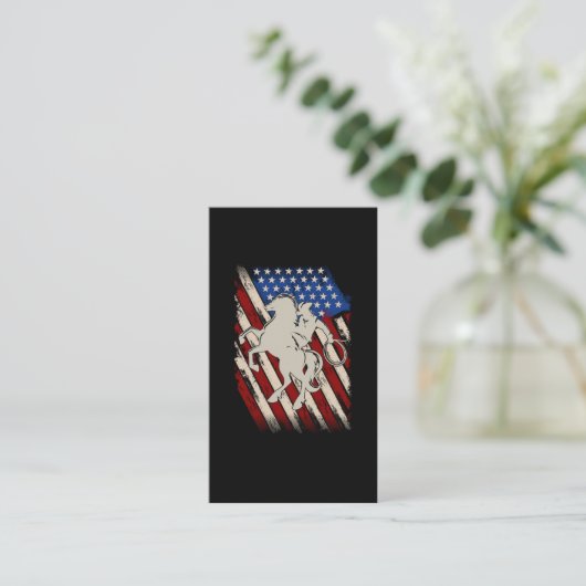 アメリカ国旗ロデオカウボーイウェスタンホースリディング 名刺 (スタンド正面)