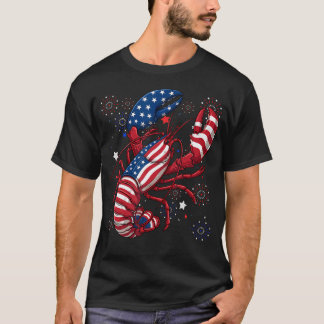 アメリカ国旗ロブスター愛国的なザリガニシーズン Tシャツ