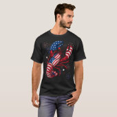 アメリカ国旗ロブスター愛国的なザリガニシーズン Tシャツ (正面フル)