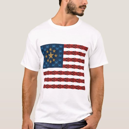 アメリカ国旗ロブスター Tシャツ (正面)