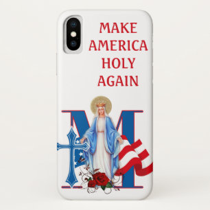 アメリカ国旗ヴァージンメアリー宗教バラ iPhone X ケース