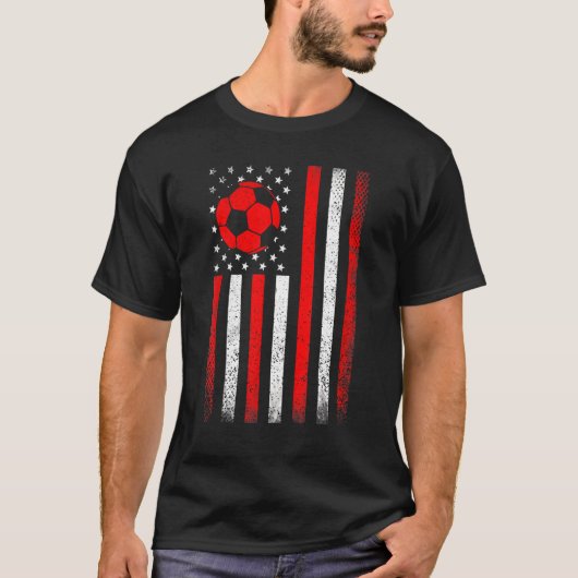 アメリカ国旗ヴィンテージサッカー国旗パパママおもしろい Tシャツ (正面)