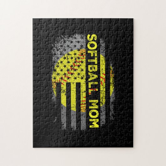 アメリカ国旗ヴィンテージソフトボール母 ジグソーパズル (縦)