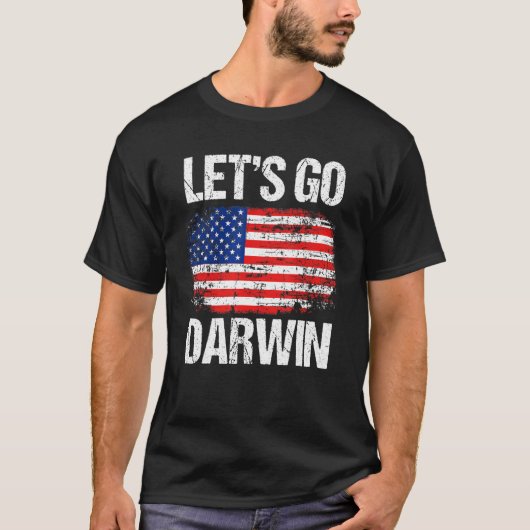 アメリカ国旗ヴィンテージレッツダーウィン Tシャツ (正面)