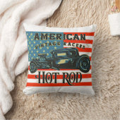 アメリカ国旗ヴィンテージレーサー改造カー クッション (ブランケット)
