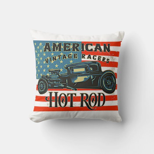 アメリカ国旗ヴィンテージレーサー改造カー クッション (正面)