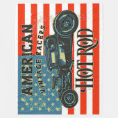 アメリカ国旗ヴィンテージレーサー改造カー フリースブランケット (正面)