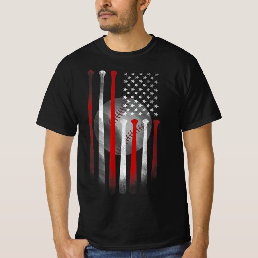 アメリカ国旗ヴィンテージ球旗パパマママティー Tシャツ (正面)