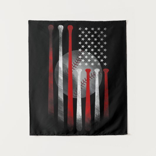 アメリカ国旗ヴィンテージ野球 タペストリー (正面)