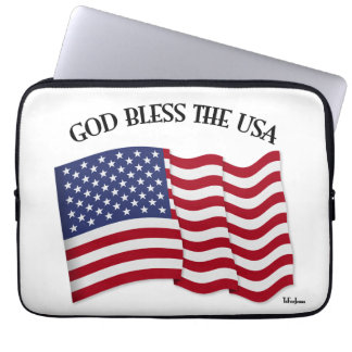 アメリカ国旗付きのGOD BLESS THE USA ラップトップスリーブ
