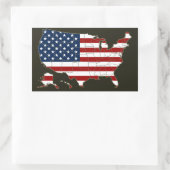 アメリカ国旗付きアメリカ地図 長方形シール (バッグ)