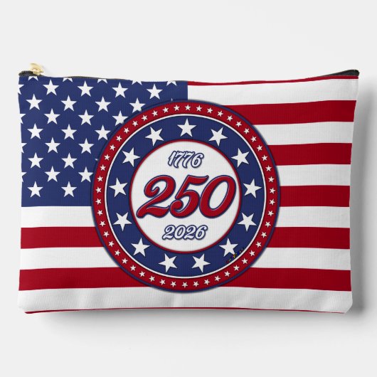 アメリカ国旗付きアメリカ生誕250周年 アクセサリーポーチ (正面)