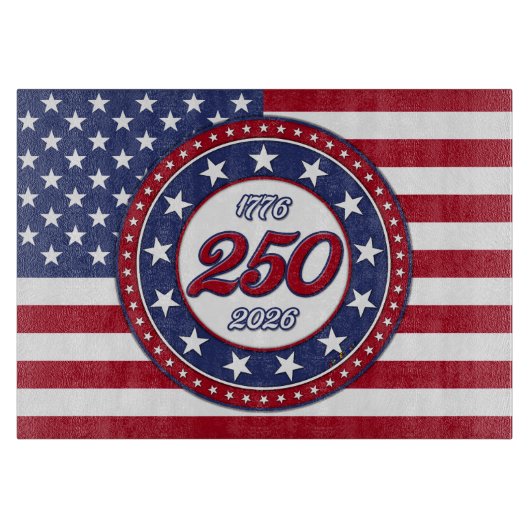 アメリカ国旗付きアメリカ生誕250周年 カッティングボード (正面)