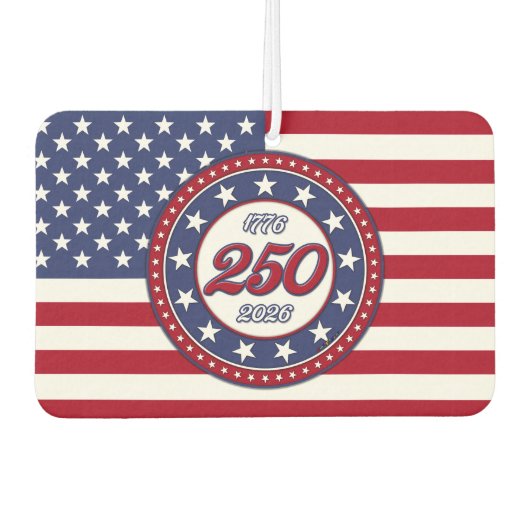 アメリカ国旗付きアメリカ生誕250周年 カーエアーフレッシュナー (正面)