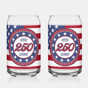 アメリカ国旗付きアメリカ生誕250周年 ガラス缶