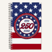 アメリカ国旗付きアメリカ生誕250周年 ノートブック (正面)