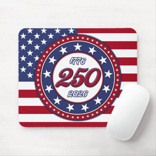 アメリカ国旗付きアメリカ生誕250周年 マウスパッド (マウス)