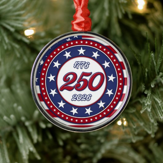 アメリカ国旗付きアメリカ生誕250周年 メタルオーナメント (ツリー)