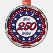 アメリカ国旗付きアメリカ生誕250周年 メタルオーナメント (正面)