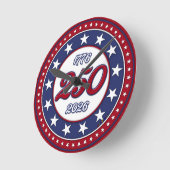 アメリカ国旗付きアメリカ生誕250周年 ラウンド壁時計 (傾斜)