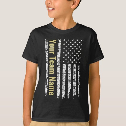 アメリカ国旗付きカスタムスポーツチームネームジャージ Tシャツ (正面)