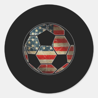 アメリカ国旗付きサッカーボール - サッカーボールフラグ ラウンドシール