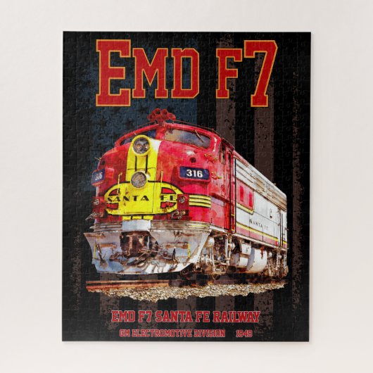 アメリカ国旗付きサンタフェ・ワーボンネットのEMD F7 ジグソーパズル (縦)