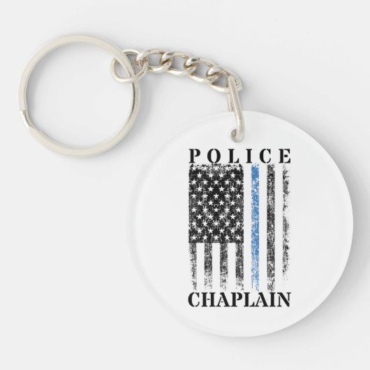 アメリカ国旗付き警察チャプレン キーホルダー (正面)