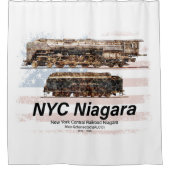 アメリカ国旗入りのNYCナイアガラ蒸気機関車のプロフィール シャワーカーテン (正面)