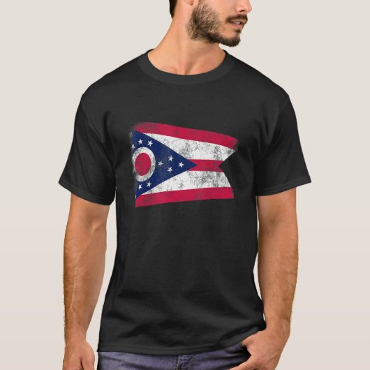 アメリカ国旗動揺してオハイオ Tシャツ (正面)