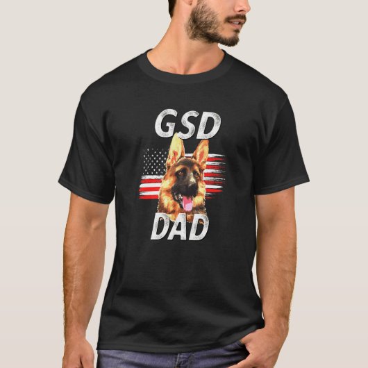 アメリカ国旗動揺してドイツの羊飼い Tシャツ (正面)