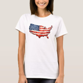 アメリカ国旗地図 - 祖国愛の愛国心 Tシャツ