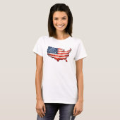 アメリカ国旗地図 - 祖国愛の愛国心 Tシャツ (正面フル)