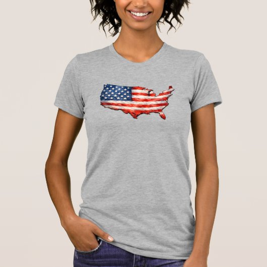 アメリカ国旗地図 - 祖国愛の愛国心 Tシャツ (正面)