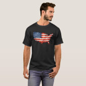 アメリカ国旗地図 - 祖国愛の愛国心 Tシャツ (正面フル)