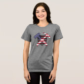 アメリカ国旗地質学ロックハンマーロゴ トライブレンドTシャツ (正面全面)