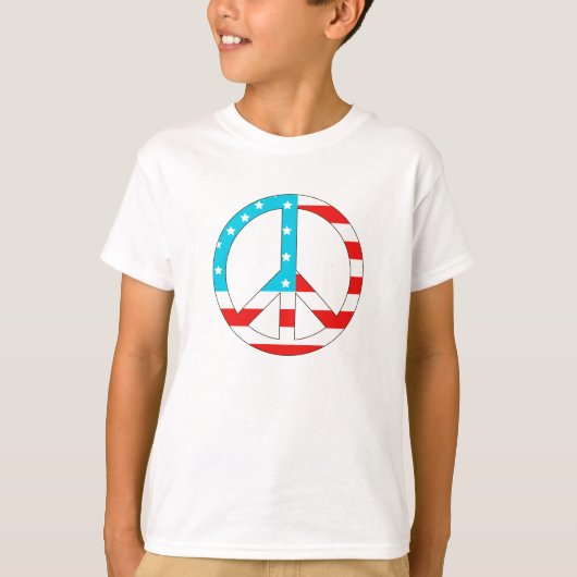 アメリカ国旗平和標識 Tシャツ (正面)