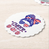 アメリカ国旗応援ガール4th 7月USA愛国心Ch ペーパーコースター (アングル)