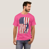アメリカ国旗愛国スポーツアイススケート女子 Tシャツ (正面フル)