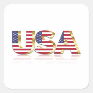 アメリカ国旗愛国タイポグラフィ スクエアシール