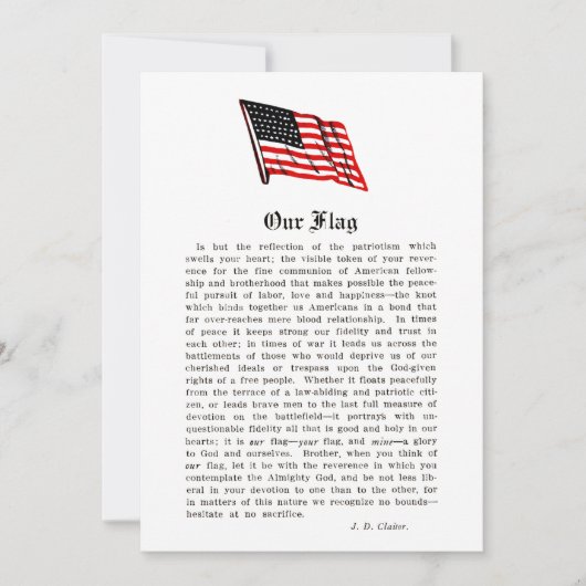 アメリカ国旗愛国心の言葉ことわざ サンキューカード (正面)