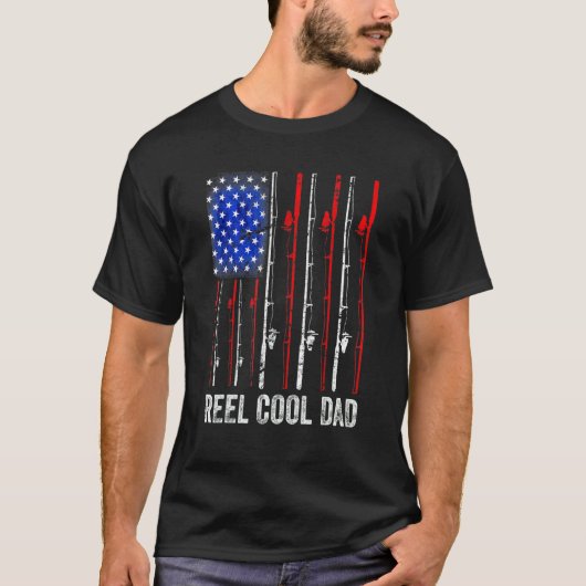 アメリカ国旗愛国心釣り好きお父さん Tシャツ (正面)
