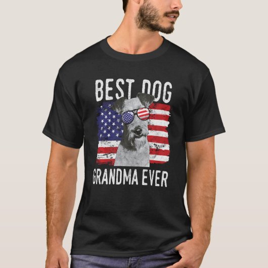 アメリカ国旗最高のの犬おばあちゃん史上最高の恐怖 Tシャツ (正面)