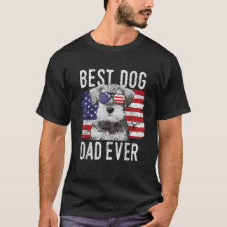 アメリカ国旗最高のの犬のパパは常にミニチュアシュナウズ Tシャツ