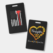 アメリカ国旗消防士 赤い消防士 バッジ (正面＆裏面)