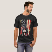 アメリカ国旗犬 ピットブル Tシャツ (正面フル)